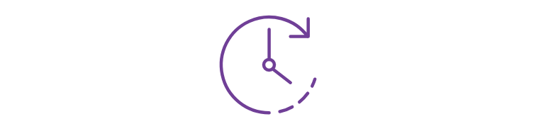 Purple clock icon with an arrow circling clockwise around it, indicating time or refresh.